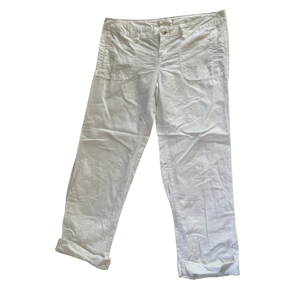 Hollister Women's Size 5 Linen Cotton Blend White Casual Pants Coastal‎ Low Rise